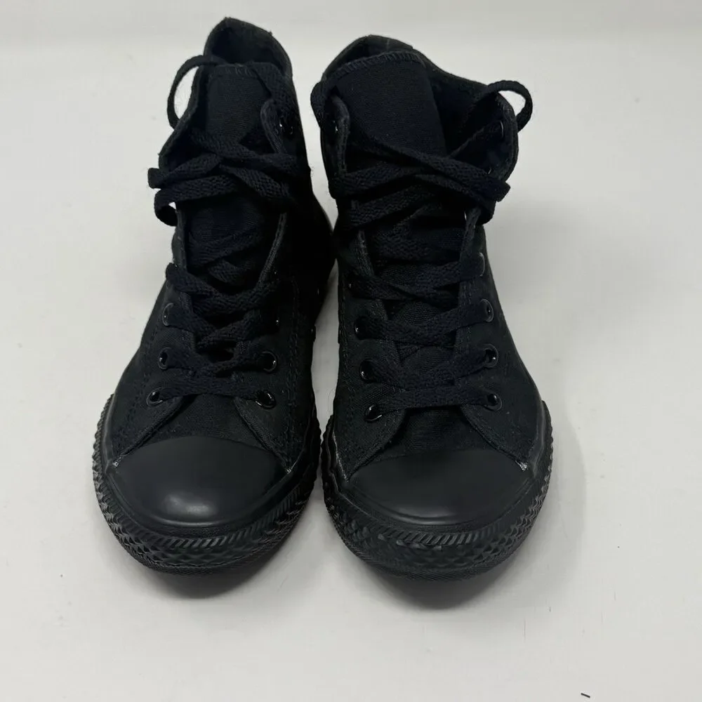 Converse All Star High Shoes Youth Girls Boys Size 3 Triple Black Canvas Sneaker